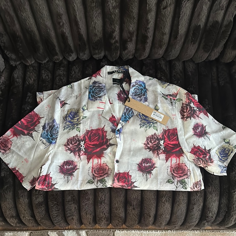 Ksubi Floral Casual Button Down Shirt - Red, Blue, White